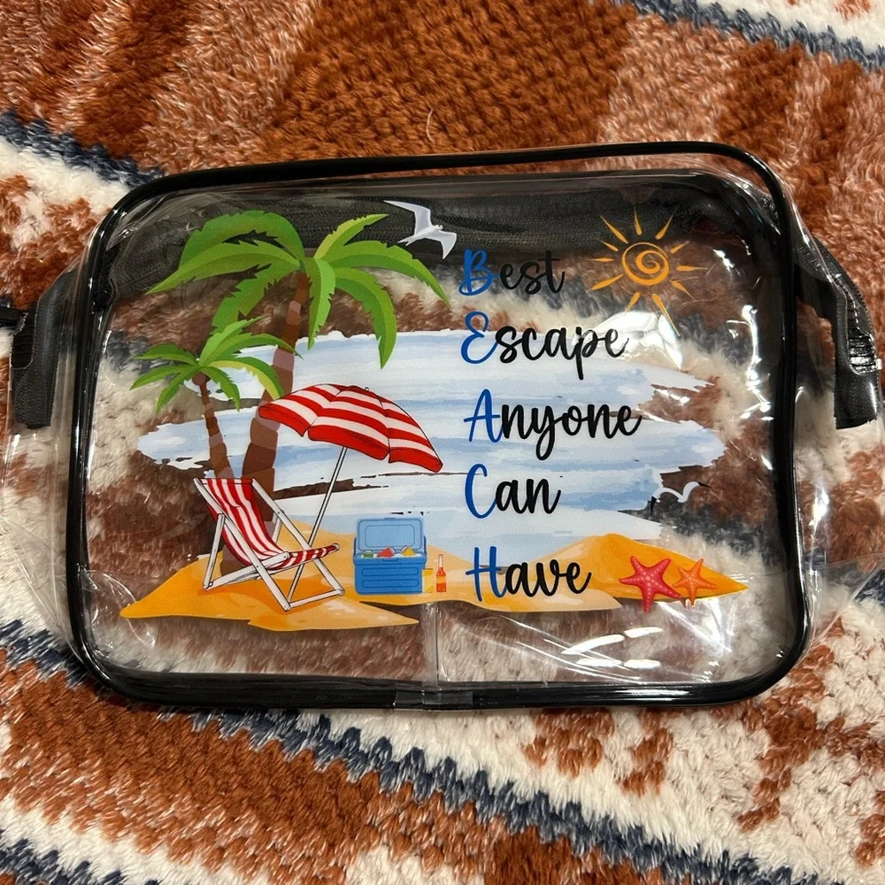 Beach Themed Clear Cosmetic Bag